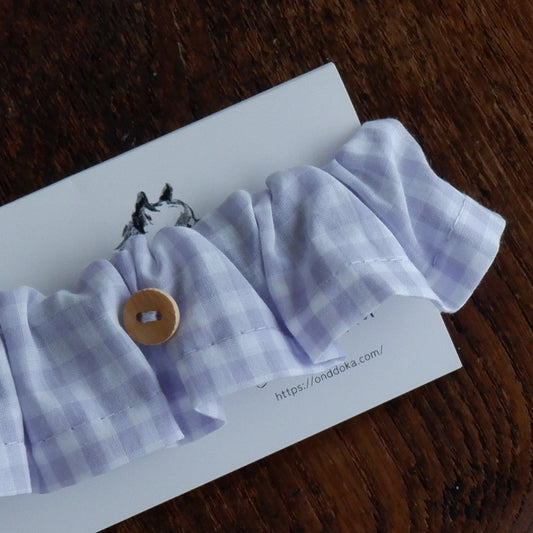 고양이 친화적인 코튼 목걸이/프릴【깅엄/라벤더】