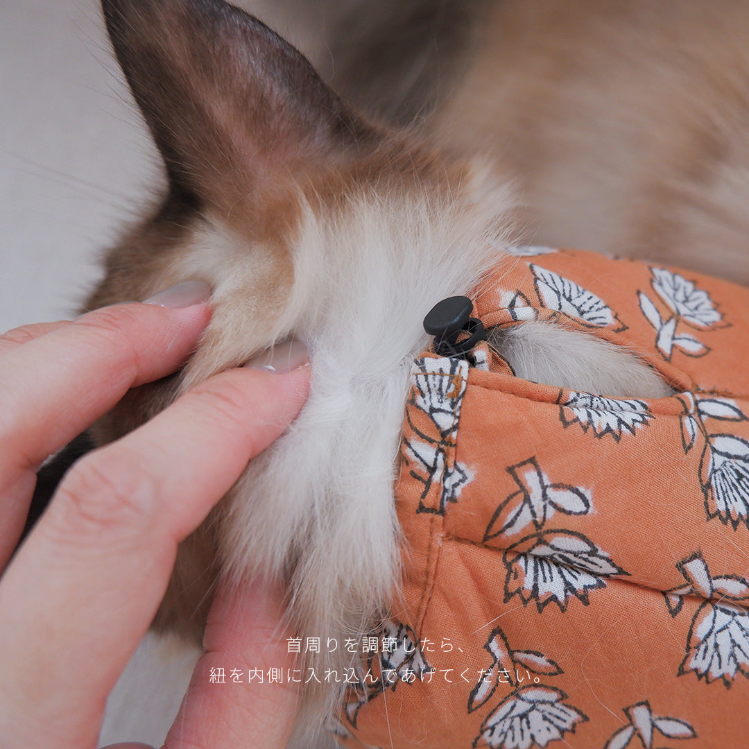 〈6/19発売〉猫のやわらかエリザベスカラー【ハンドブロックプリント/Pale Green】