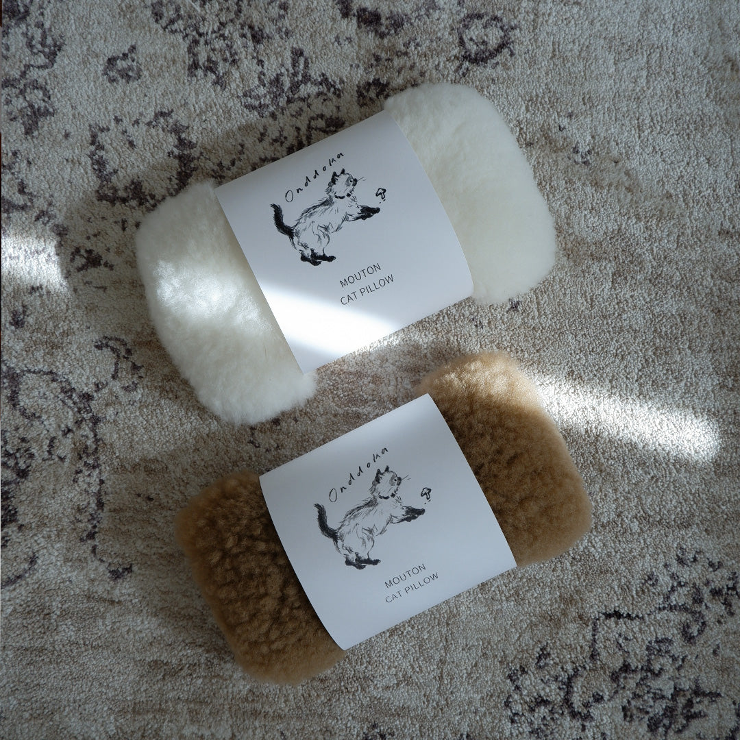 고양이를 위한 작은 무톤 마쿠라〈보온&보냉〉【브라운/Stripe】