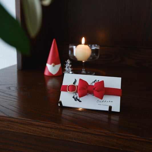 猫にやさしいコットン首輪/リボン【Red】