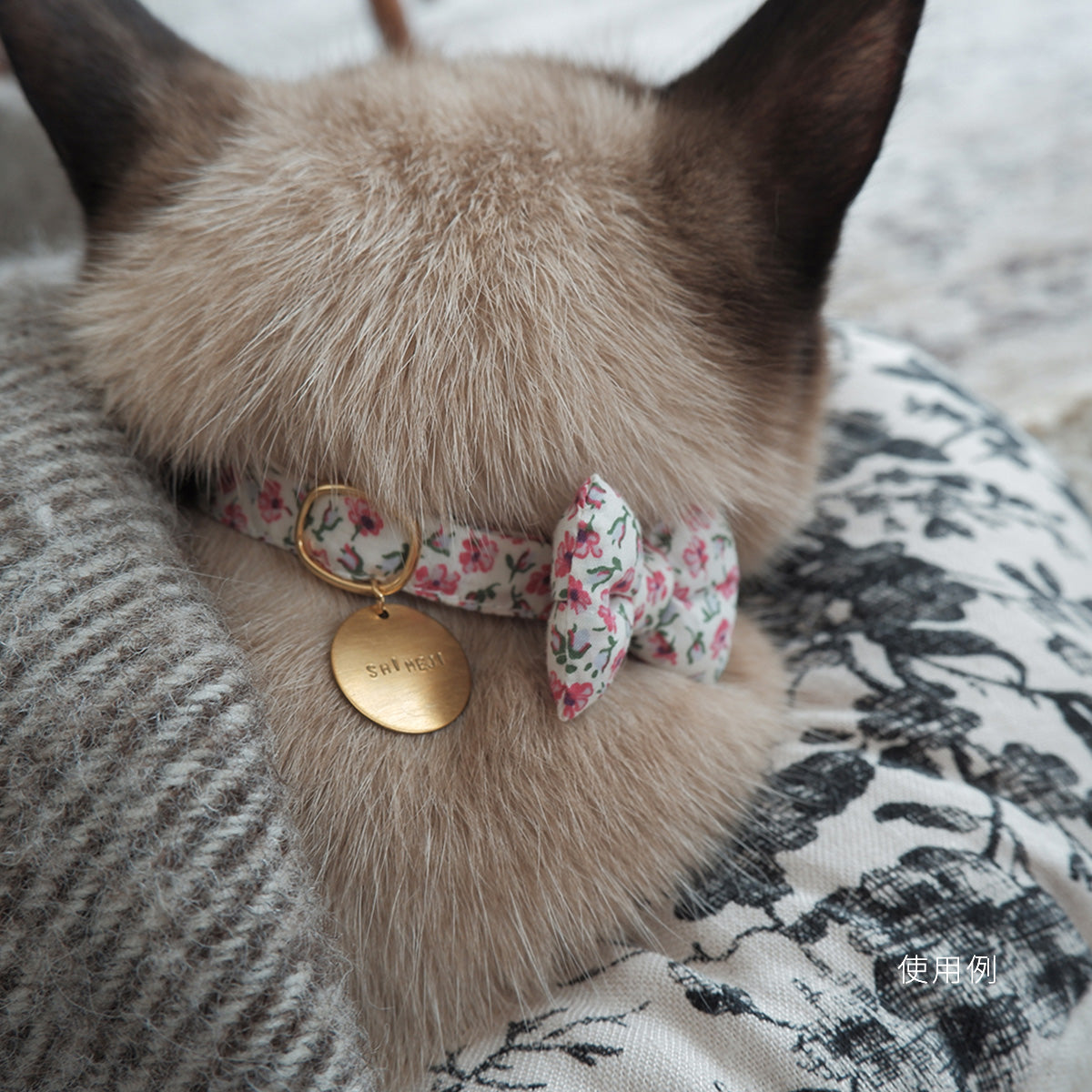 猫にやさしいコットン首輪/リボン【Melange Pink】