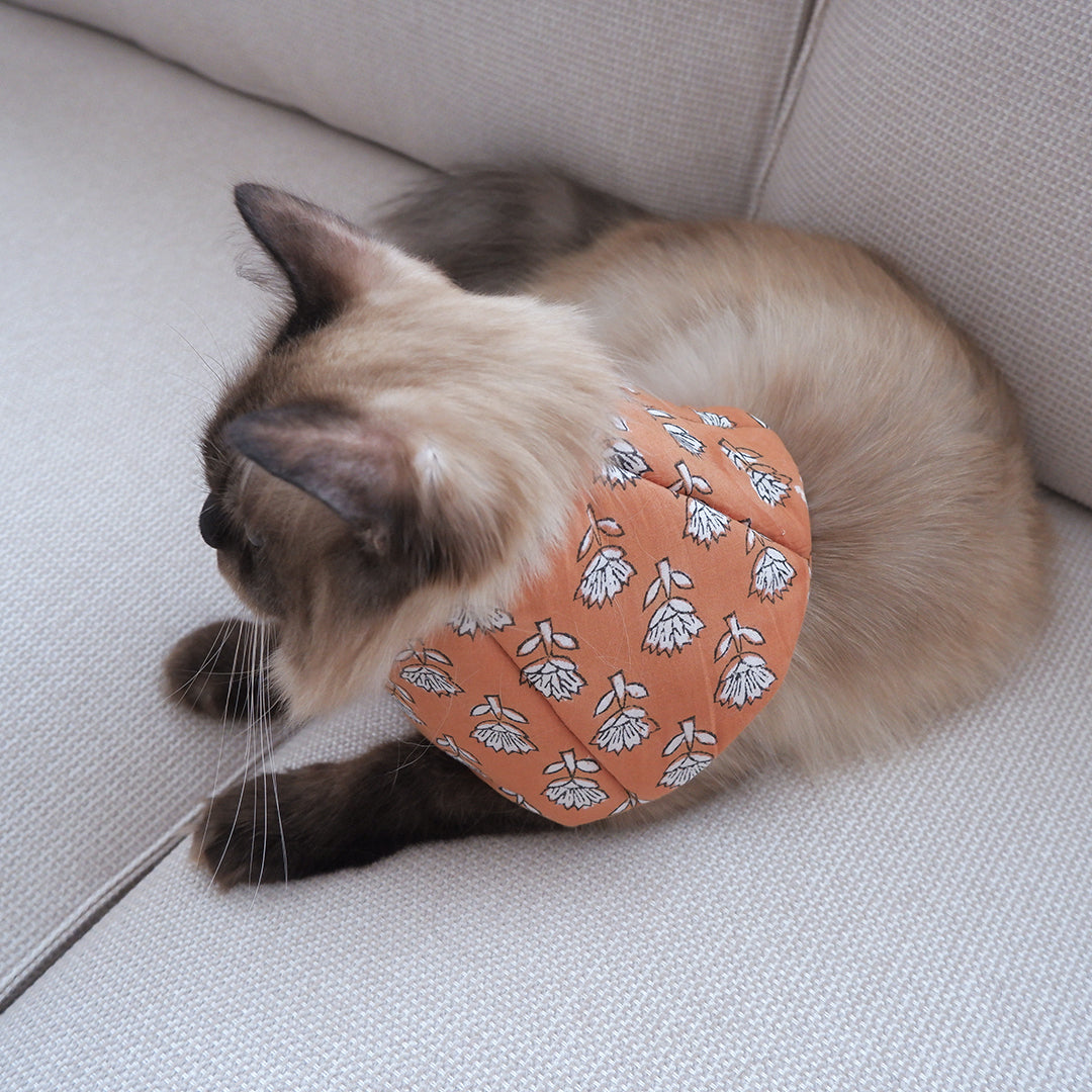 猫のやわらかエリザベスカラー【ハンドブロックプリント/Gray】