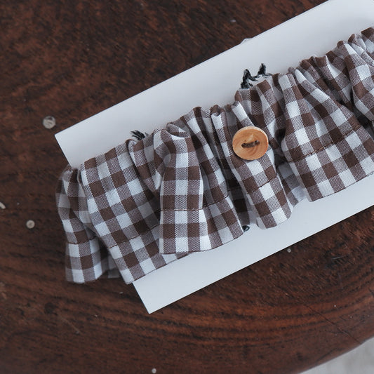 고양이 친화적인 코튼 목걸이/프릴【깅엄/브라운】