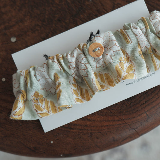 고양이 친화적인 코튼 목걸이/프릴【민트 플라워】