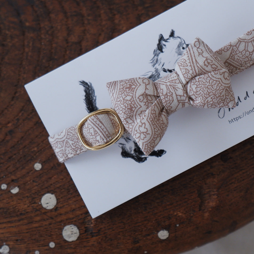 【OUTLET】고양이 친화적인 코튼 목걸이/리본【USA/Beige】