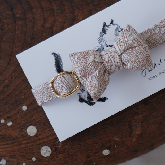 【OUTLET】猫にやさしいコットン首輪/リボン【USA/Beige】