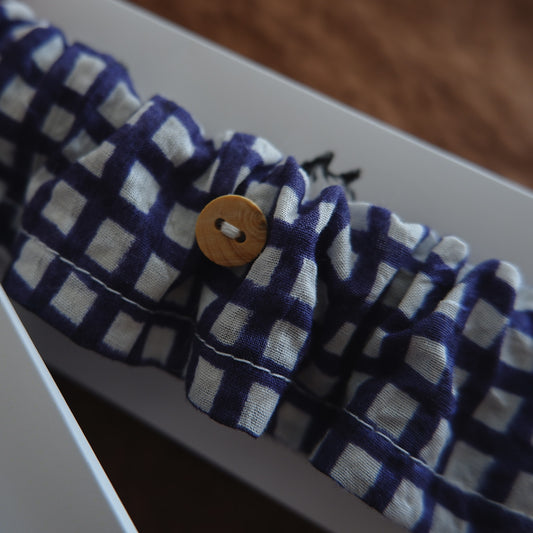 고양이 친화적인 코튼 목걸이/프릴【Kinari×Black stripe】