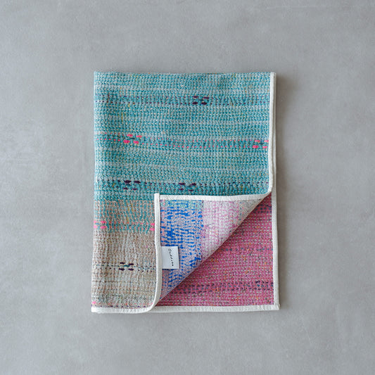 Vintage kantha quilt マルチマット【Green×Beige-B】