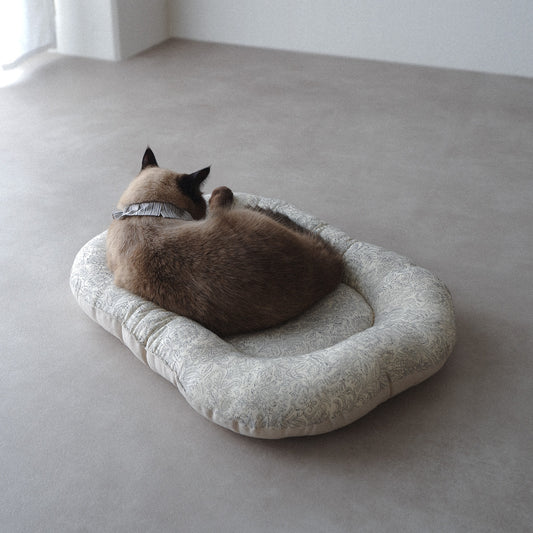 Fabric bed/ハンドブロックプリント×コットンリネン【キナリフラワー】