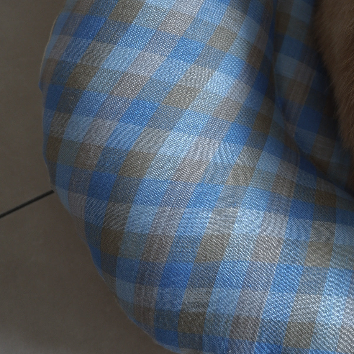 【OUTLET】Fabric bed/ギンガムリネン×コットン【Sax × beige】