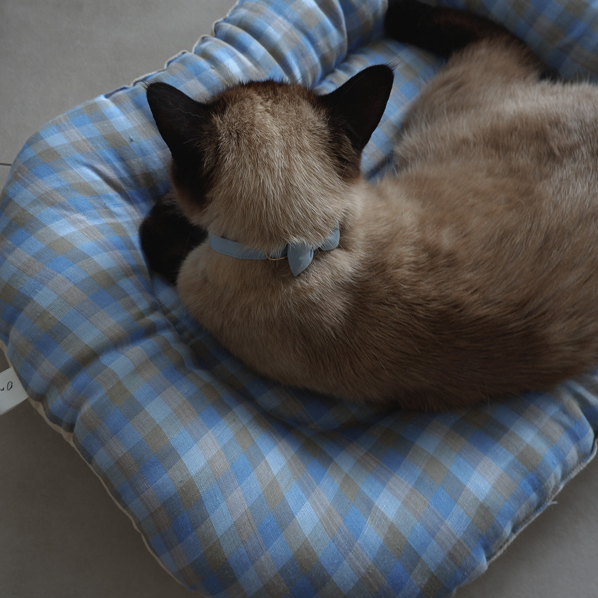 【OUTLET】Fabric bed/ギンガムリネン×コットン【Sax × beige】