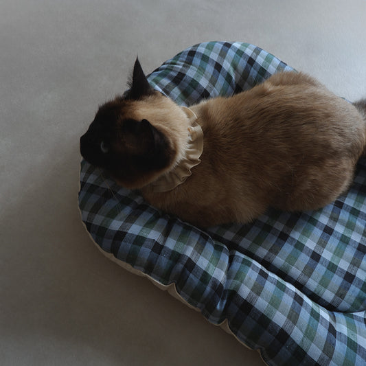 【OUTLET】Fabric bed/ギンガムリネン×コットン【Multi green】