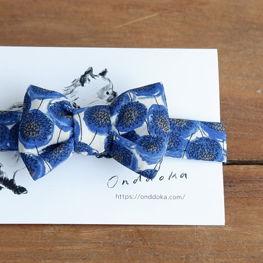 고양이 친화적인 코튼 목걸이/리본【Liberty/블루 잔지】