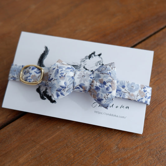 고양이 친화적인 코튼 목걸이/리본【Liberty/라이트 블루 플라워】