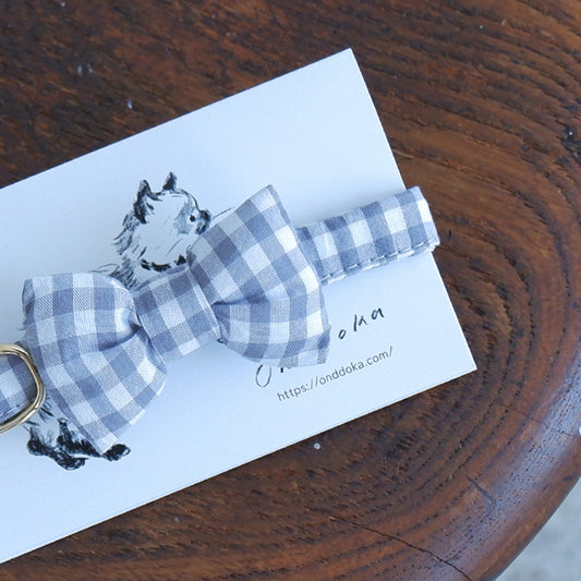 고양이 친화적인 코튼 목걸이/리본【깅엄/라벤듀라】