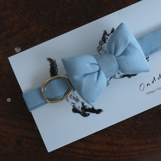 고양이 친화적인 코튼 목걸이/리본【라미티에/라이트 블루】