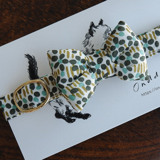 猫にやさしいコットン首輪/リボン【Liberty/Walter's Meadow GR】