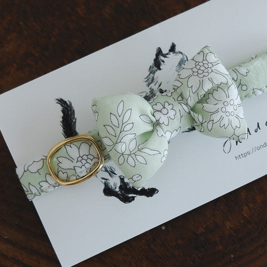 猫にやさしいコットン首輪/リボン【Liberty/Capel GR】