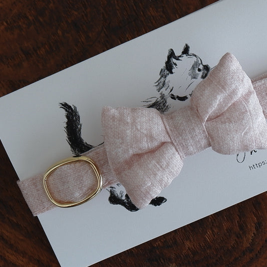 고양이 친화적인 코튼 목걸이/리본【Melange Pink】