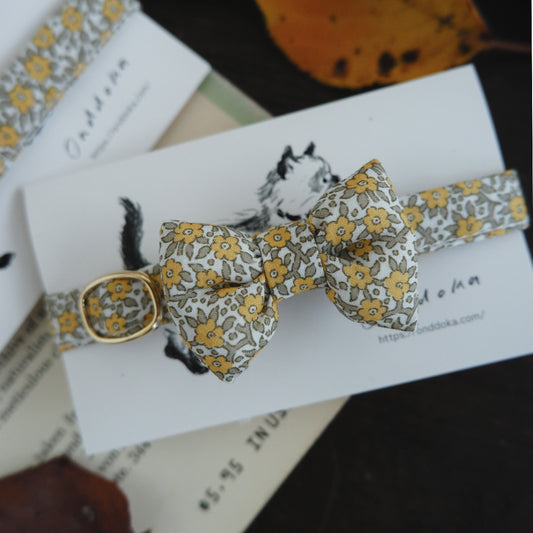 猫にやさしいコットン首輪/リボン【Liberty/Wimbrell Posy】