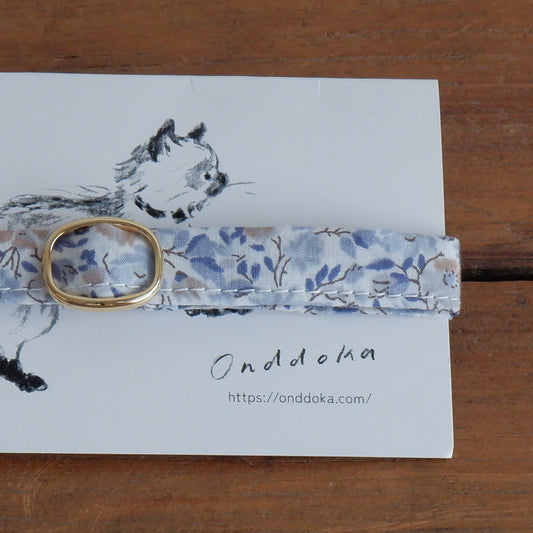 고양이 친화적인 코튼 목걸이/리본 없음【Liberty/라이트 블루 플라워】