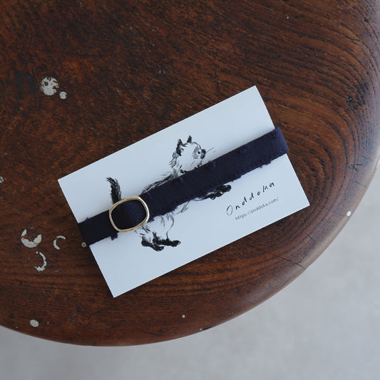 猫にやさしいコットン首輪/リボンなし【ドットミニヨン/ネイビー】