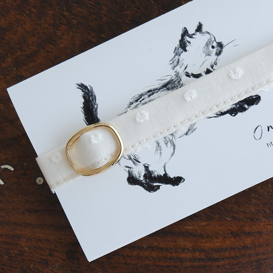 猫にやさしいコットン首輪/リボンなし【ドットミニヨン/キナリ】