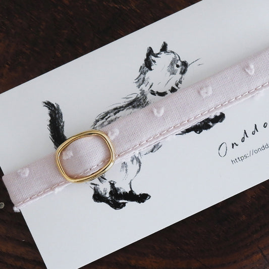 猫にやさしいコットン首輪/リボンなし【ドットミニヨン/ピンクラベンダー】