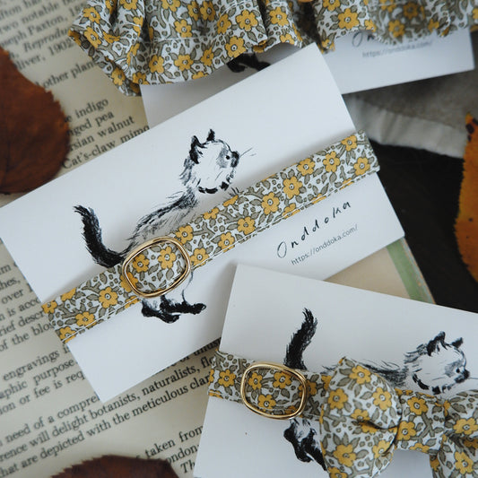 猫にやさしいコットン首輪/リボンなし【Liberty/Wimbrell Posy】