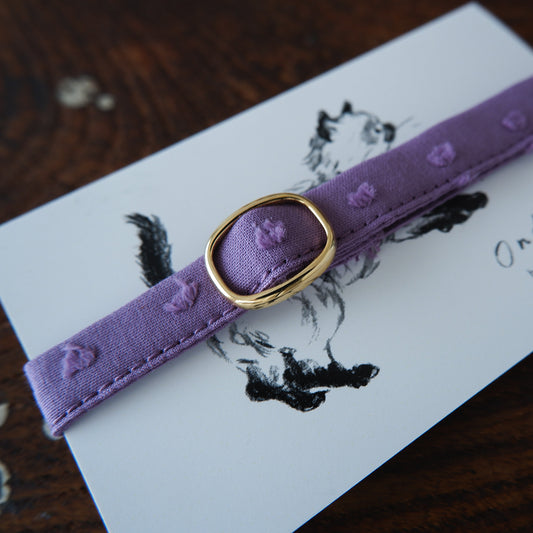 猫にやさしいコットン首輪/リボンなし【ドットミニヨン/シックラベンダー】