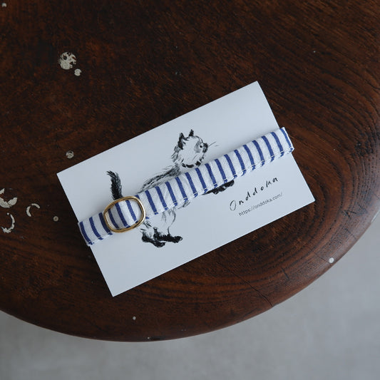 〈5/8発売〉猫にやさしいコットン首輪/リボンなし【Sunny days stripe/BU】