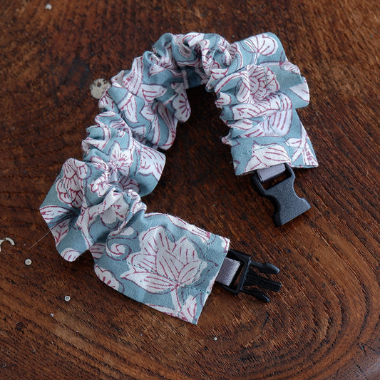 고양이 친화적인 코튼 목걸이/프릴【라임 그린 플라워】