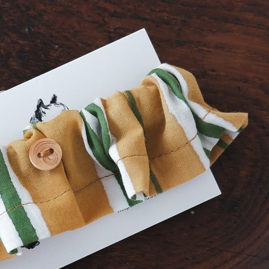 고양이 친화적인 코튼 목걸이/프릴【옐로우 그린 스트라이프】