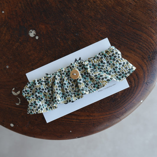 猫にやさしいコットン首輪/フリル【Liberty/Walter's Meadow GR】