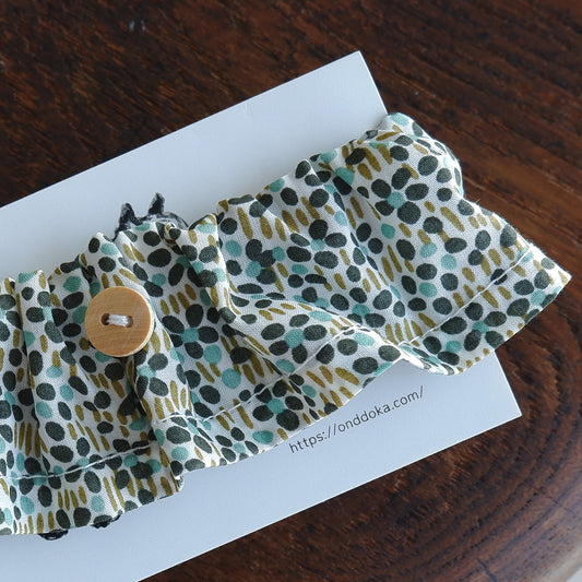 猫にやさしいコットン首輪/フリル【Liberty/Walter's Meadow GR】