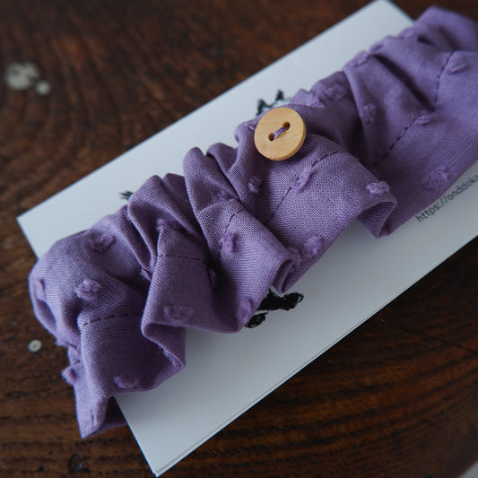 猫にやさしいコットン首輪/フリル【ドットミニヨン/シックラベンダー】