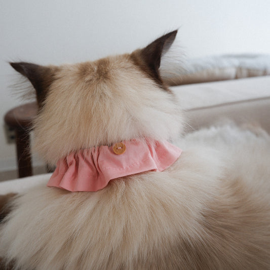 猫にやさしいコットン首輪/フリル【ピンクマカロン】