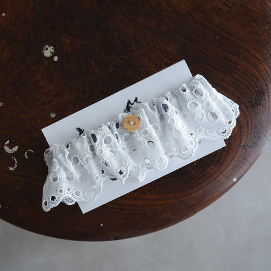 猫にやさしいコットン首輪/フリル【Embroidery Lace/White】