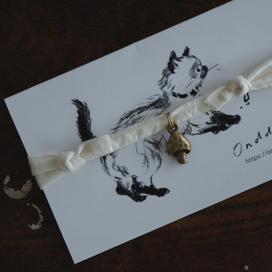 고양이 친화적인 코튼 목걸이/초커【축구/오프 화이트】【골드】