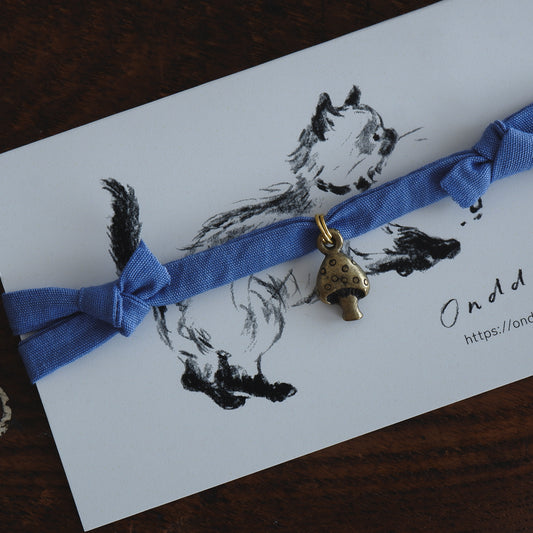 고양이 친화적인 코튼 목걸이/초커【브로드/팩토리 블루】【골드】