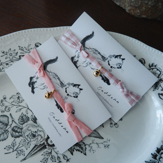 猫にやさしいコットン首輪/チョーカー×ちいさく鳴る鈴【ピンクマカロン】