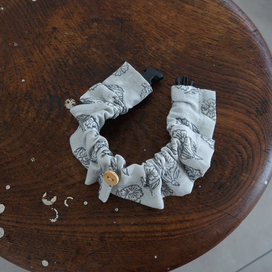 고양이 친화적인 코튼 목걸이/프릴【옐로우 그린 스트라이프】