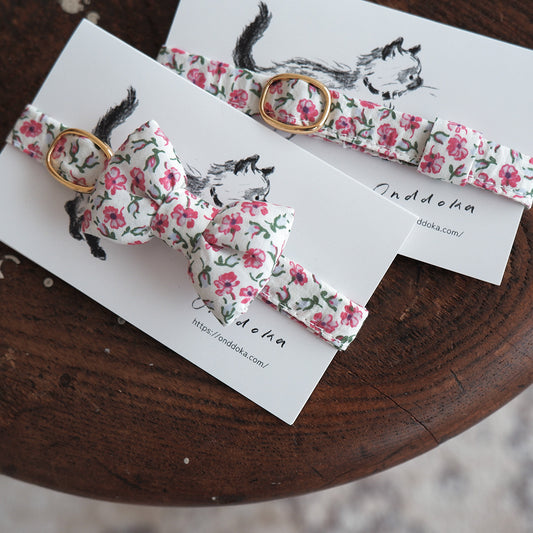 고양이 친화적인 코튼 목걸이/리본【Liberty/Kensington rose】