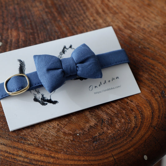 고양이 친화적인 코튼 목걸이/리본【미스트 블루】