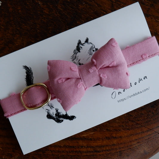 猫にやさしいコットン首輪/リボン【ドットミニヨン/マカロン】