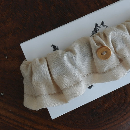 고양이 친화적인 코튼 목걸이/프릴【코튼 론/베이지】