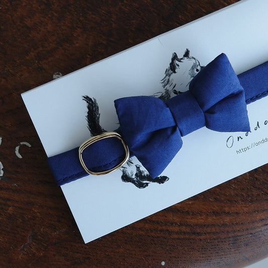 고양이 친화적인 코튼 목걸이/리본【블루】