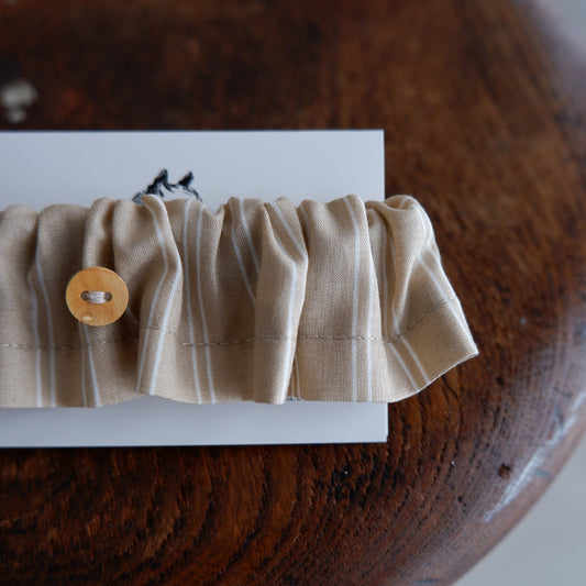 고양이 친화적인 코튼 목걸이/프릴【Double pin-stripe/베이지】