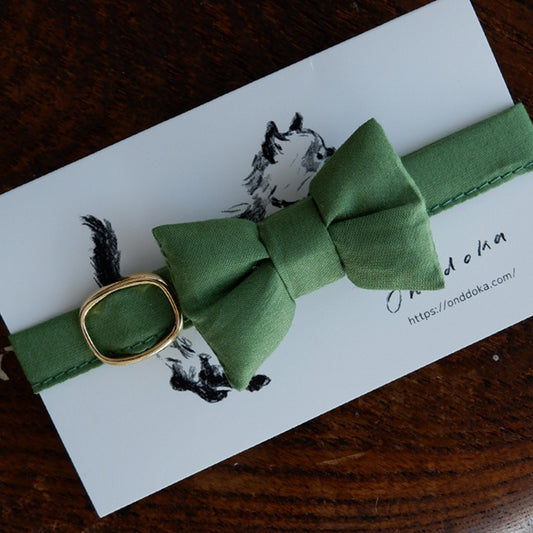고양이 친화적인 코튼 목걸이/리본【Tea green】