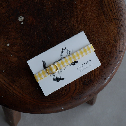 Cat-friendly cotton collar/without ribbon [Gingham/Lemon]